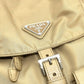 PRADA 1BZ811 Triangle Logo Double Pocket Daypack Backpack Rucksack Nylon Women's Beige