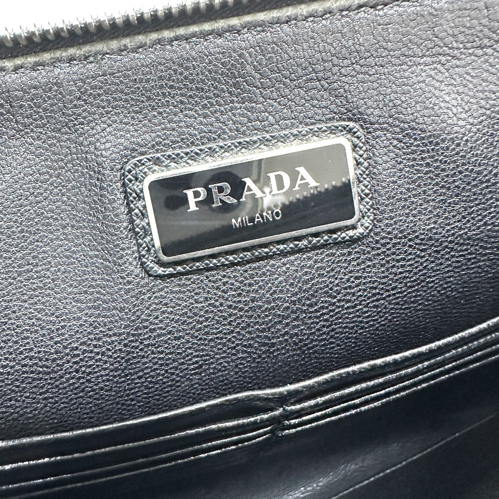 PRADA 2NG001 Logo Rabbit Clutch Bag in Saffiano Leather, Men's, Black