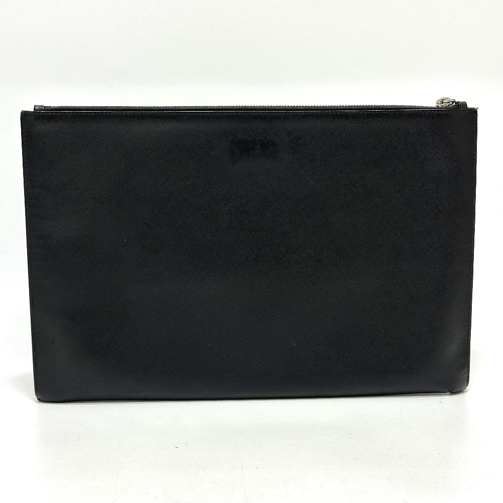 PRADA 2NG001 Logo Rabbit Clutch Bag in Saffiano Leather, Men's, Black