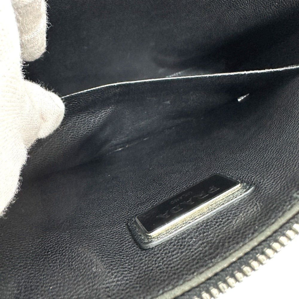PRADA 2NG001 Logo Rabbit Clutch Bag in Saffiano Leather, Men's, Black