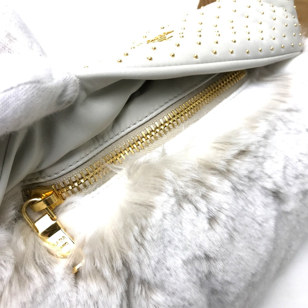 PRADA Women's Party Bag/Clutch Bag with Fur in Off-White