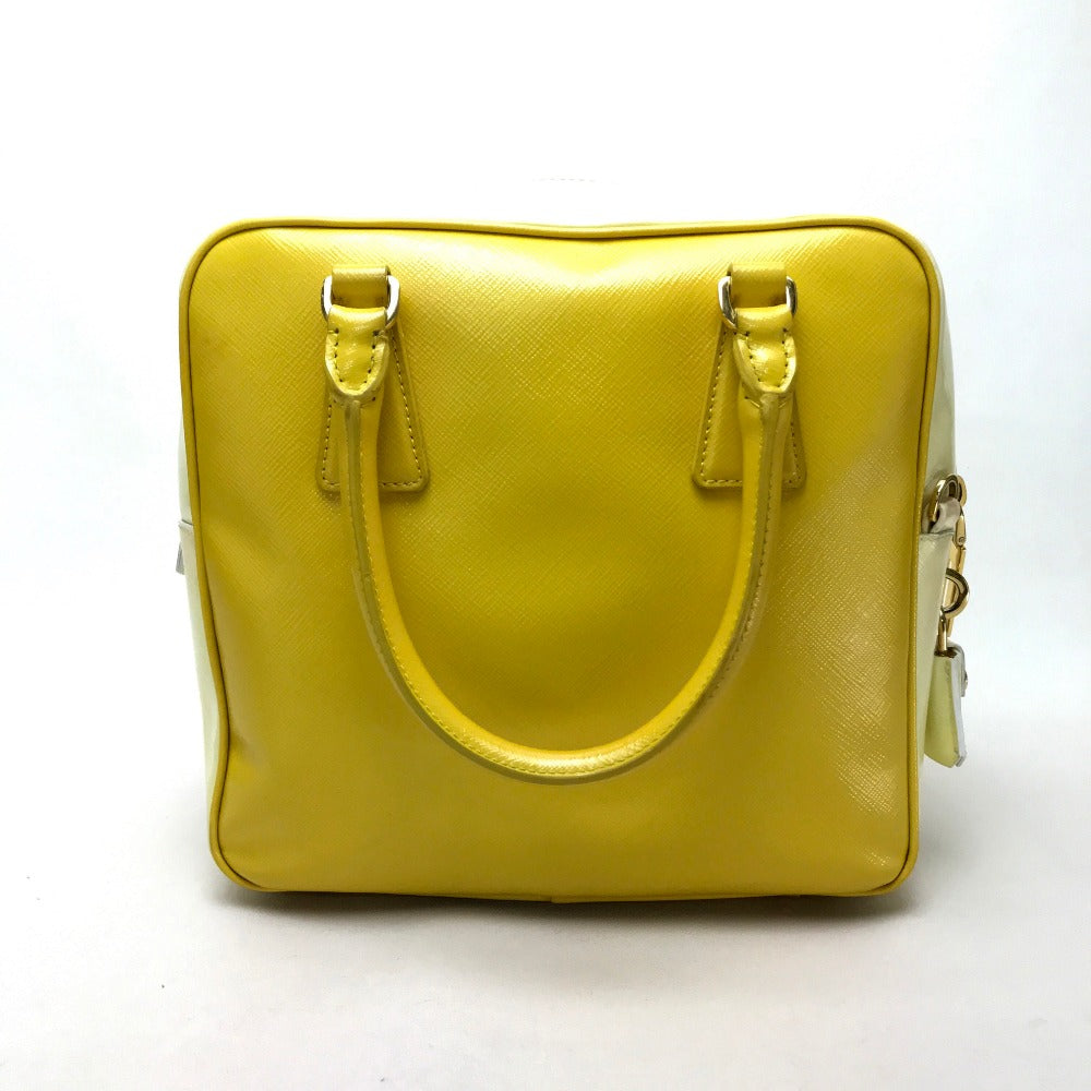 PRADA BL0864 バイカラー サフィアーノ ベルニーチェ カバン 2WAY ハンドバッグ レザー レディース イエロー