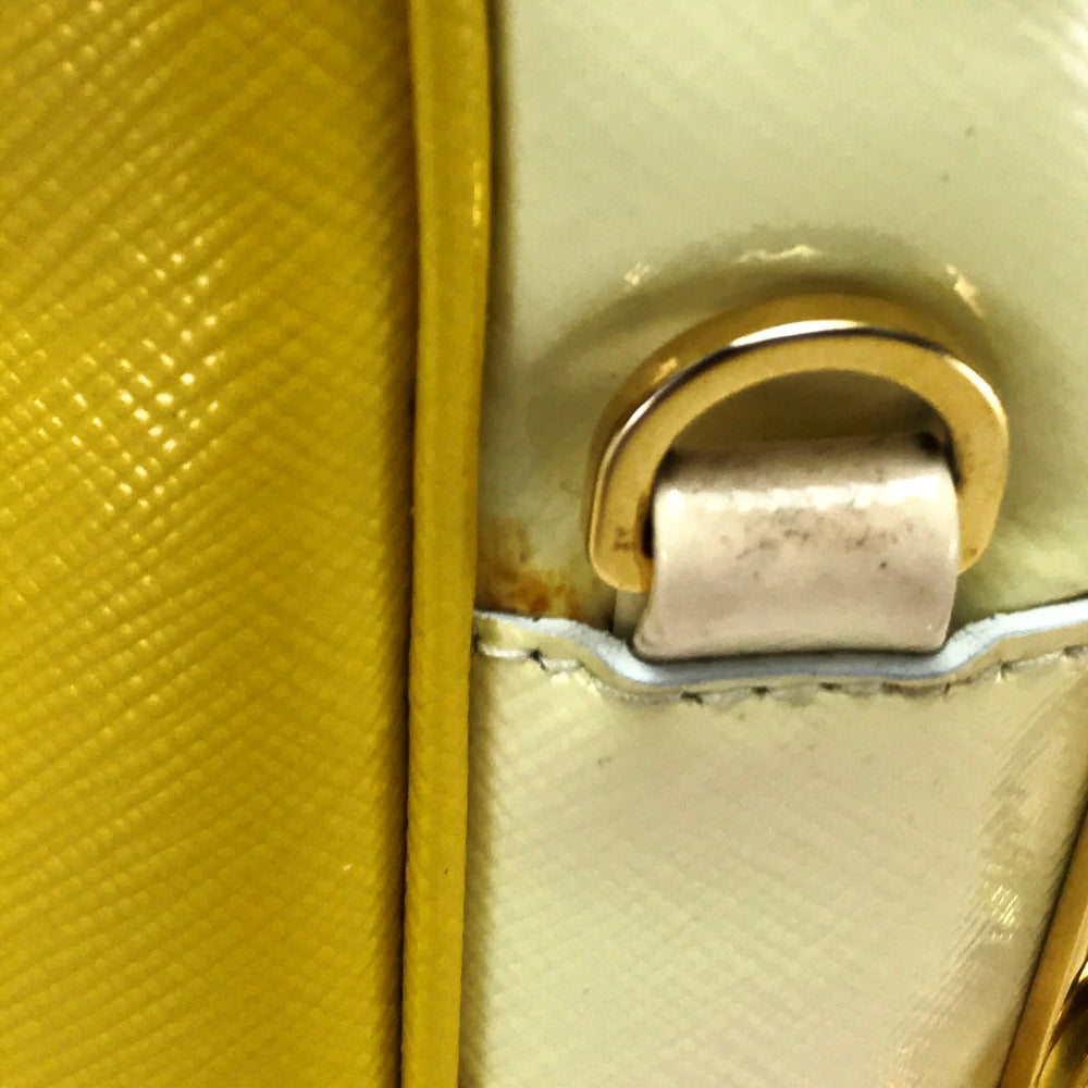 PRADA BL0864 バイカラー サフィアーノ ベルニーチェ カバン 2WAY ハンドバッグ レザー レディース イエロー