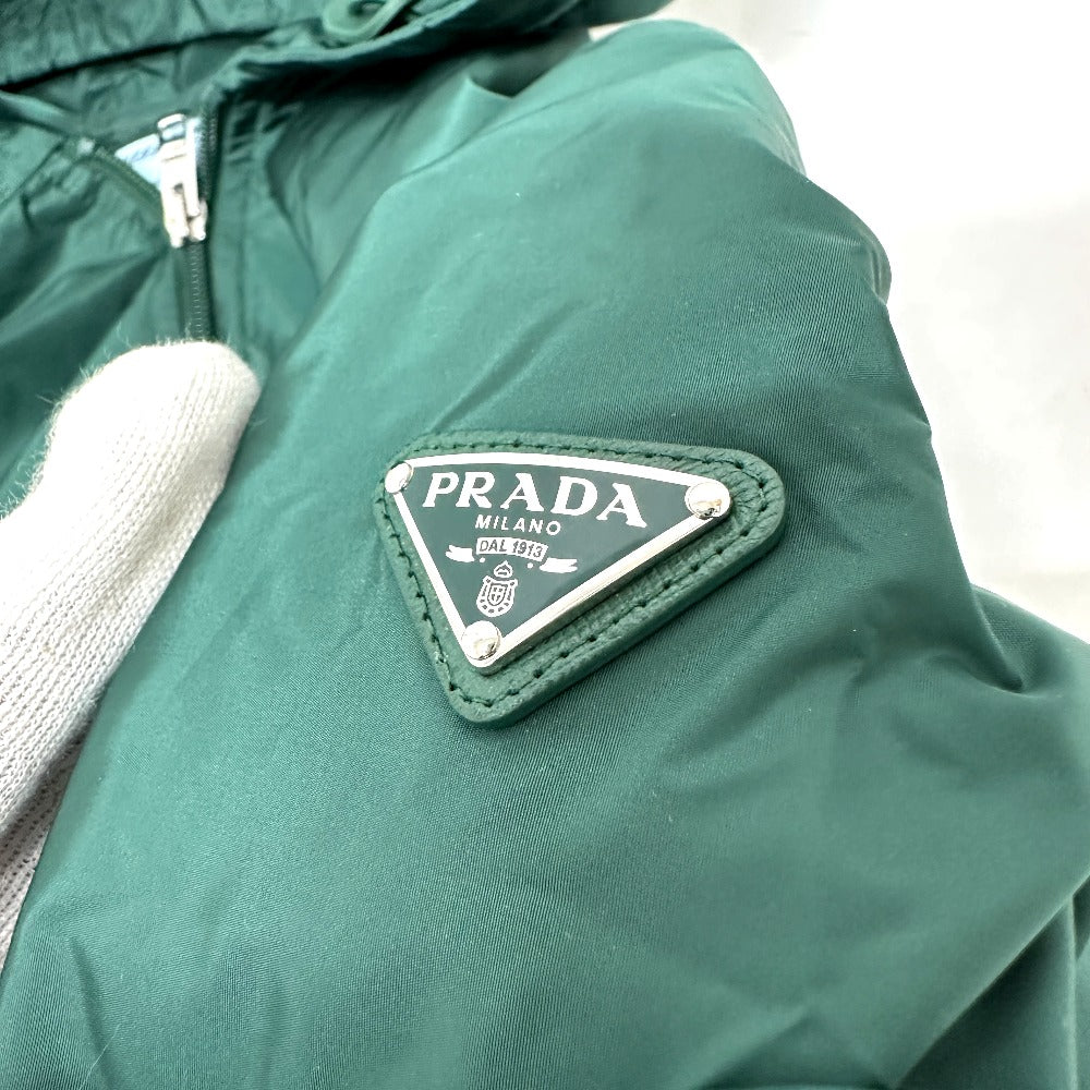 PRADA フード フーディ パーカー 長袖 トライアングルプレート 三角ロゴ ジップアップ アパレル ジャケット ナイロン レディース グリーン