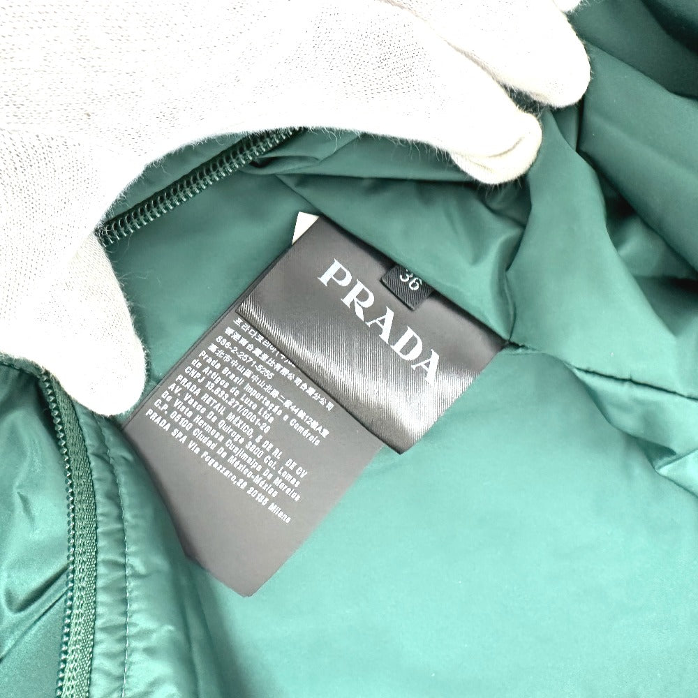 PRADA フード フーディ パーカー 長袖 トライアングルプレート 三角ロゴ ジップアップ アパレル ジャケット ナイロン レディース グリーン