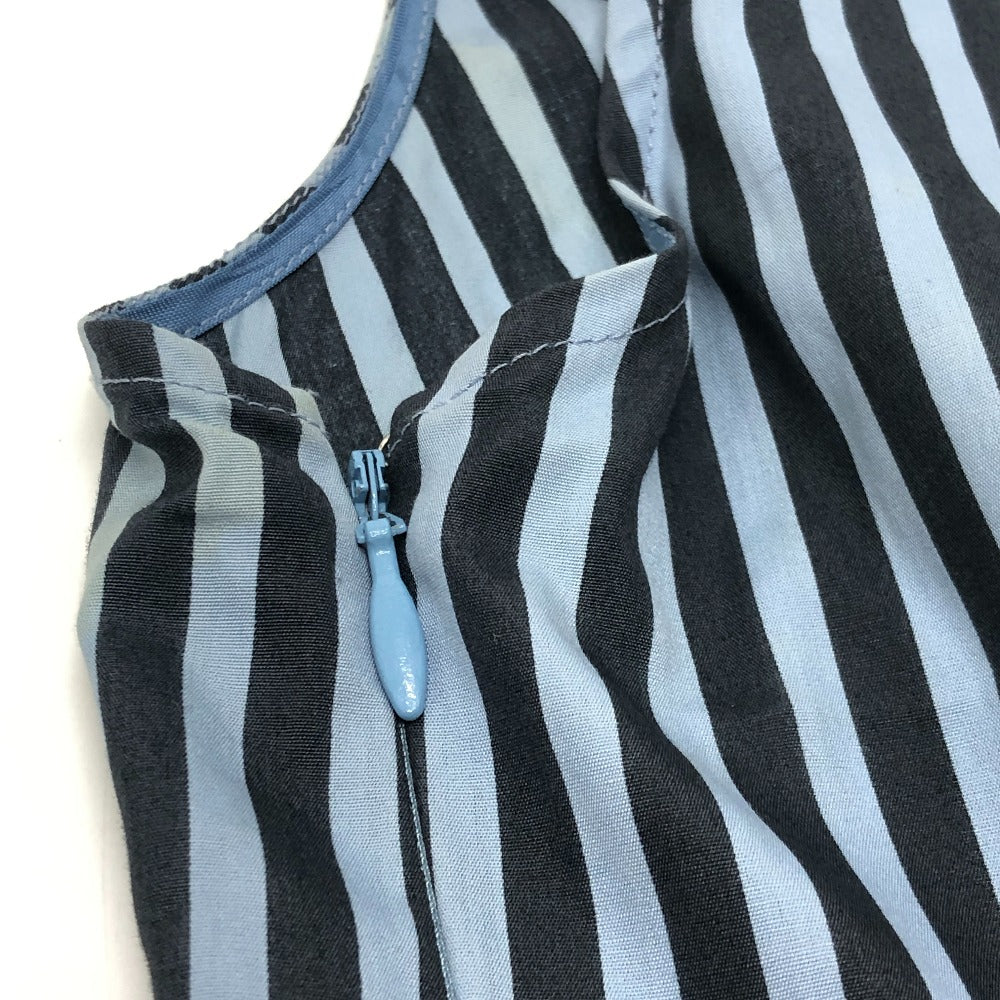 PRADA stripe Sleeveless flared knee-length dress (apparel) Dress cotton blue/Black Used