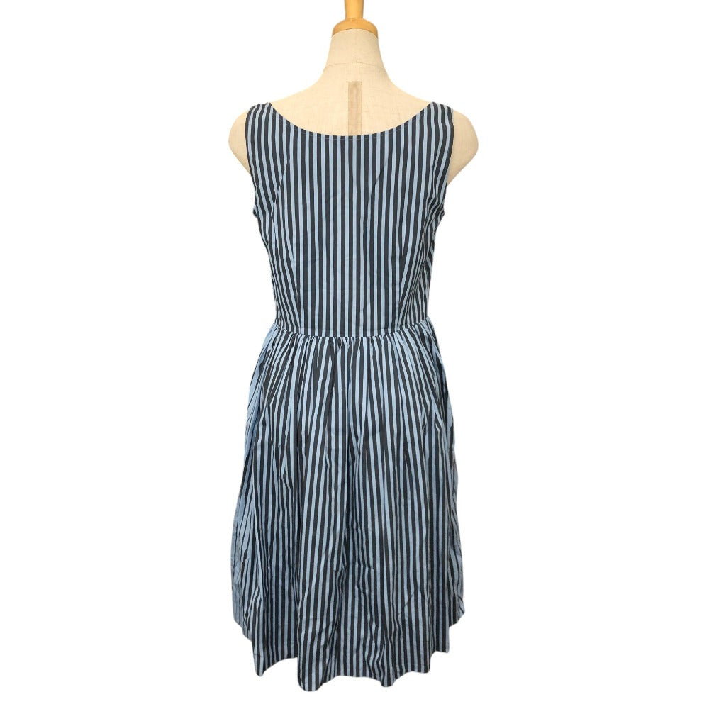 PRADA stripe Sleeveless flared knee-length dress (apparel) Dress cotton blue/Black Used