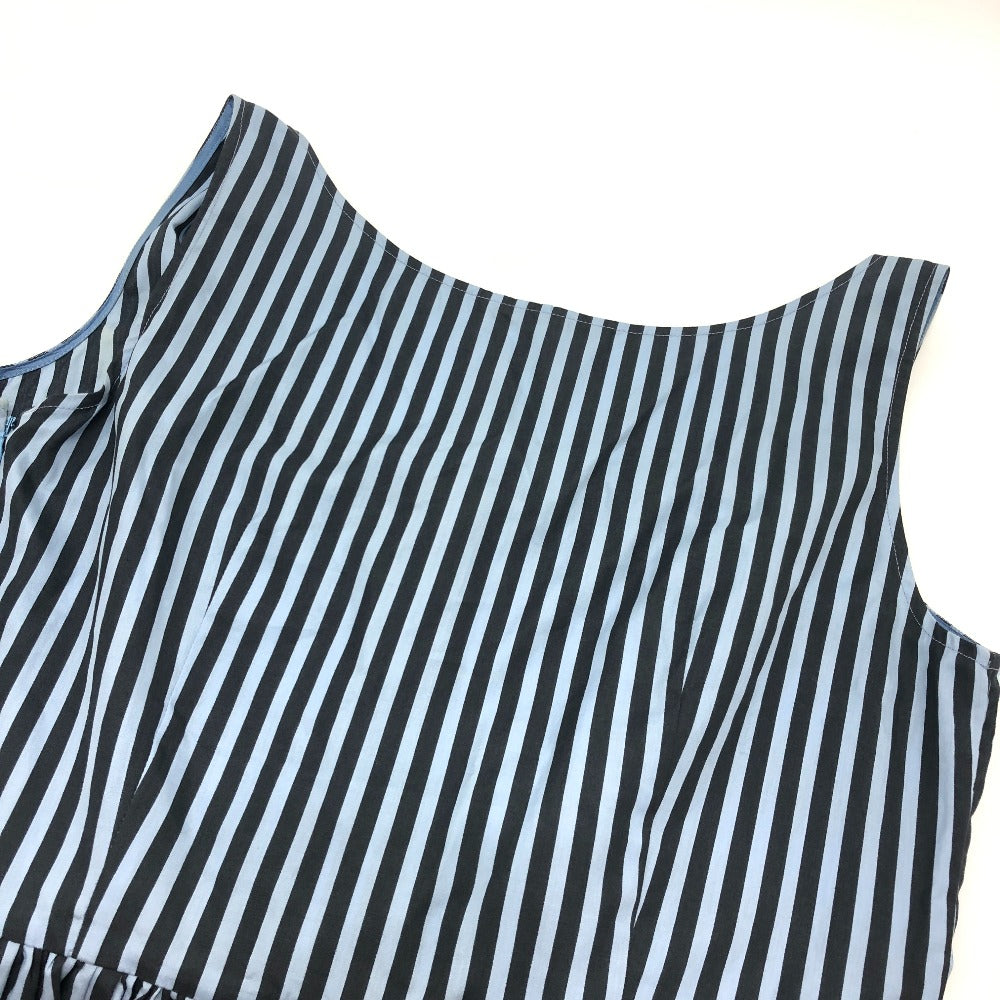 PRADA stripe Sleeveless flared knee-length dress (apparel) Dress cotton blue/Black Used