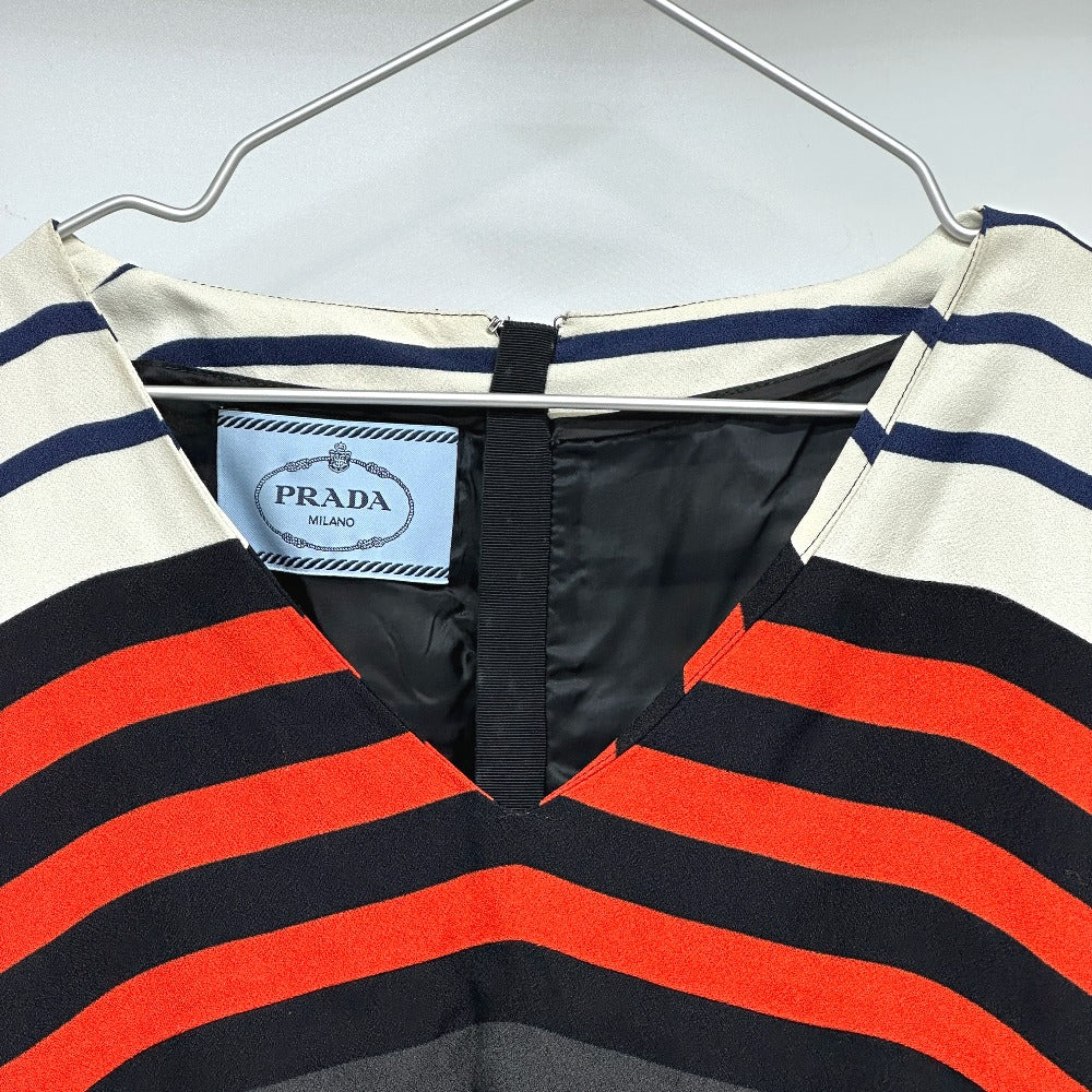 PRADA Apparel Striped Short Sleeve Dress for Women in Multicolor