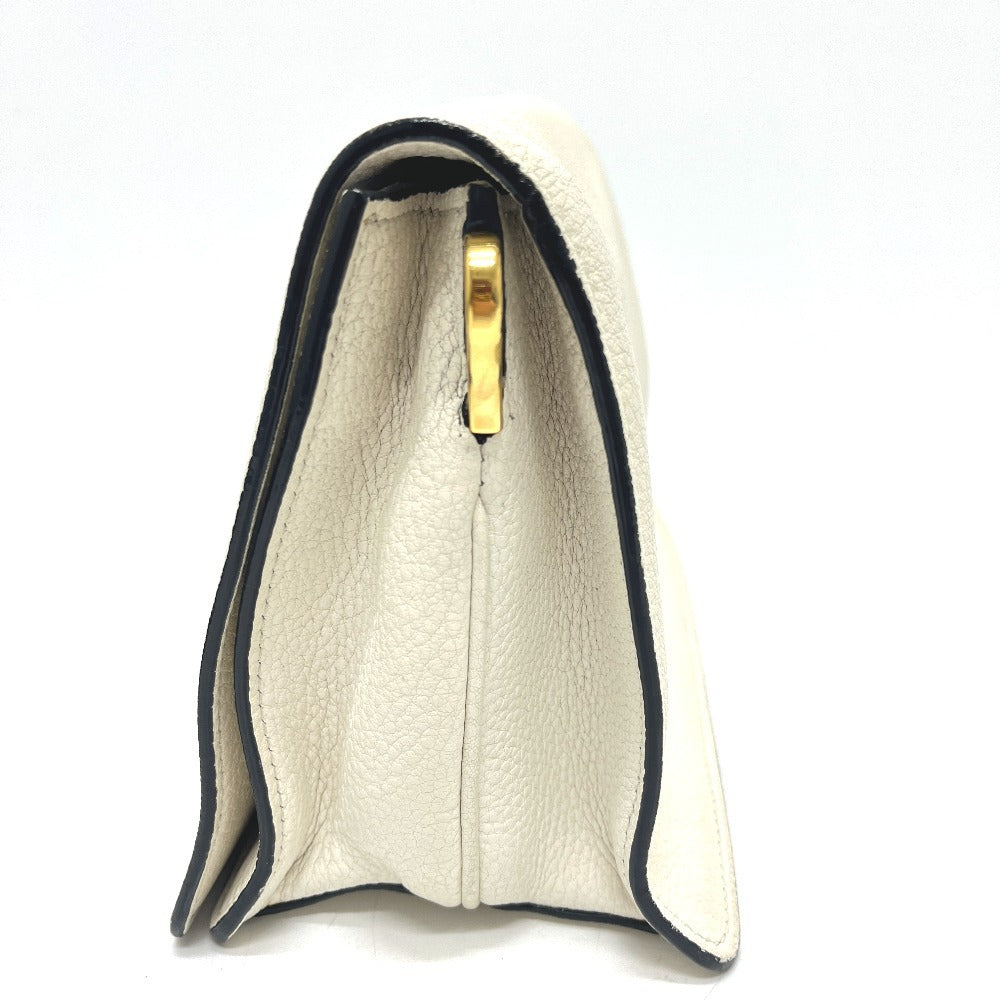 PRADA 1BD159 ロゴ ヴィッテロダイノレザー 2WAY カバン バッグ 斜め掛け フラップ ポシェット ショルダーバッグ レザー レディース ホワイト