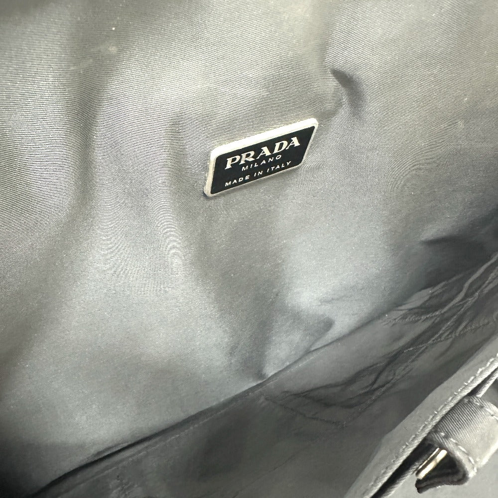 PRADA V147S Triangle Plate 2-Way Shoulder Bag/Briefcase/Business Bag in Nylon, Unisex, Black