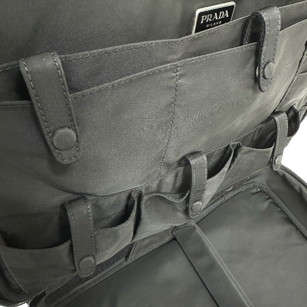 PRADA V147S Triangle Plate 2-Way Shoulder Bag/Briefcase/Business Bag in Nylon, Unisex, Black