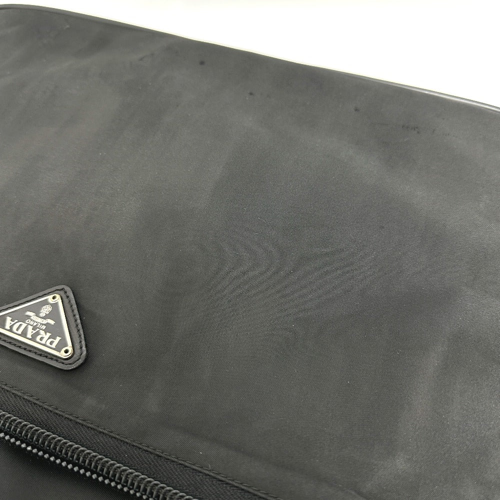 PRADA V147S Triangle Plate 2-Way Shoulder Bag/Briefcase/Business Bag in Nylon, Unisex, Black