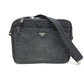 PRADA V147S Triangle Plate 2-Way Shoulder Bag/Briefcase/Business Bag in Nylon, Unisex, Black