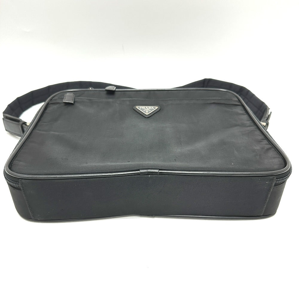 PRADA V147S Triangle Plate 2-Way Shoulder Bag/Briefcase/Business Bag in Nylon, Unisex, Black