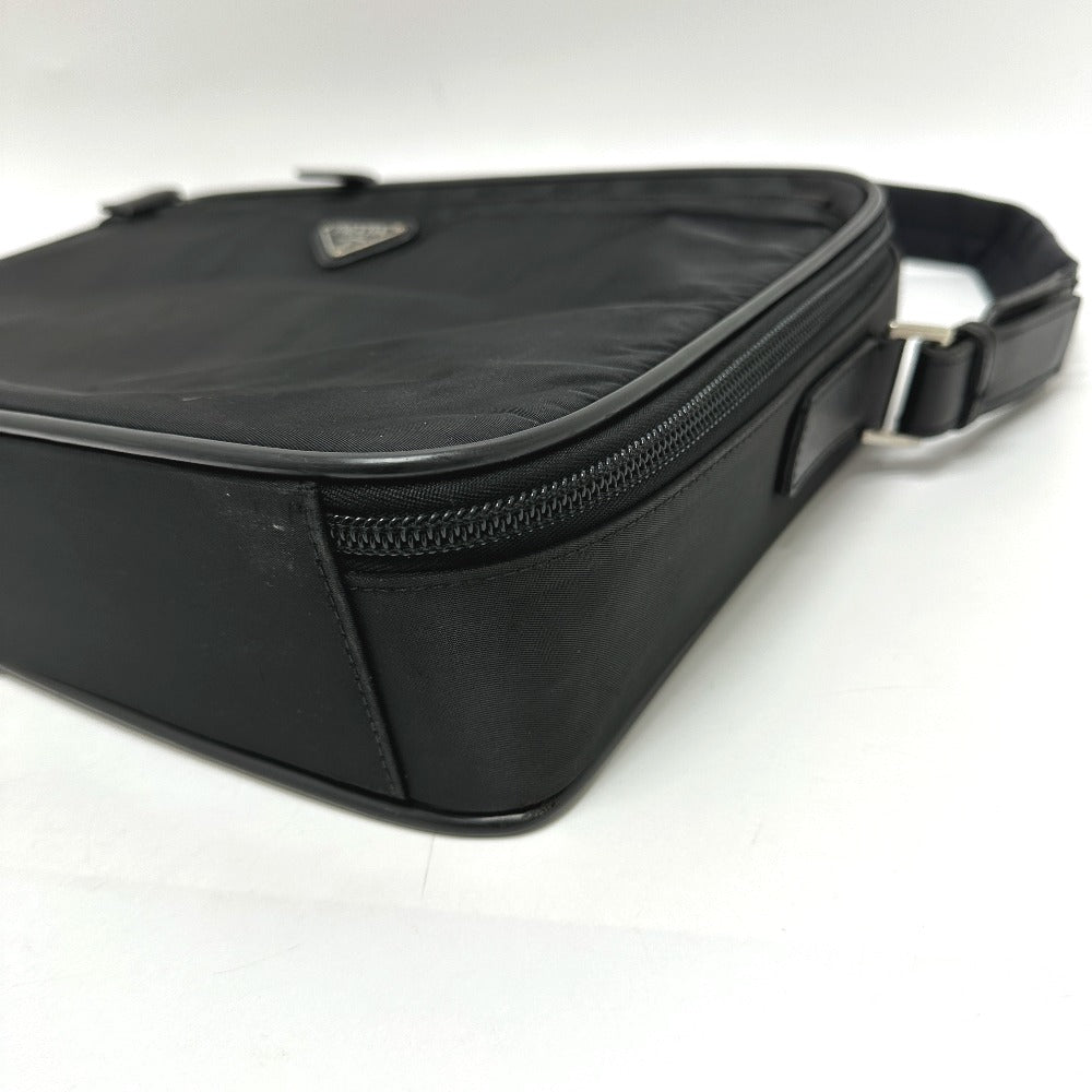 PRADA V147S Triangle Plate 2-Way Shoulder Bag/Briefcase/Business Bag in Nylon, Unisex, Black