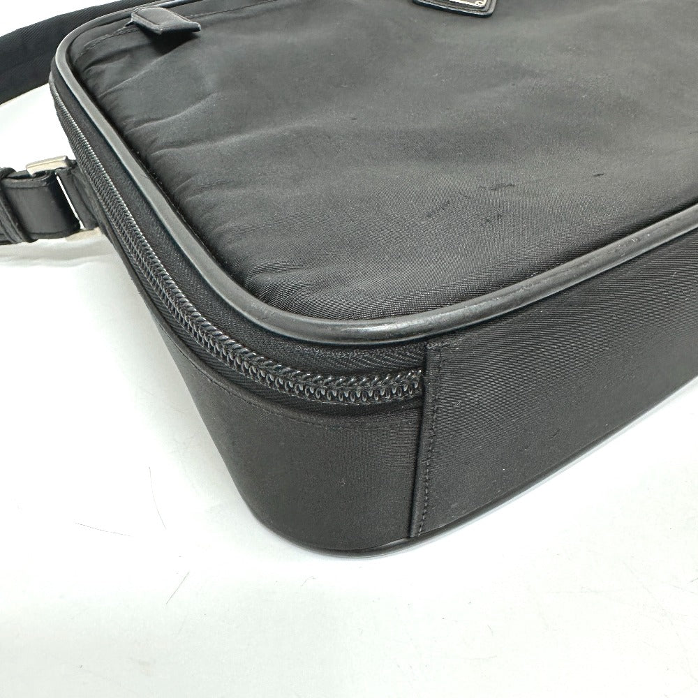 PRADA V147S Triangle Plate 2-Way Shoulder Bag/Briefcase/Business Bag in Nylon, Unisex, Black