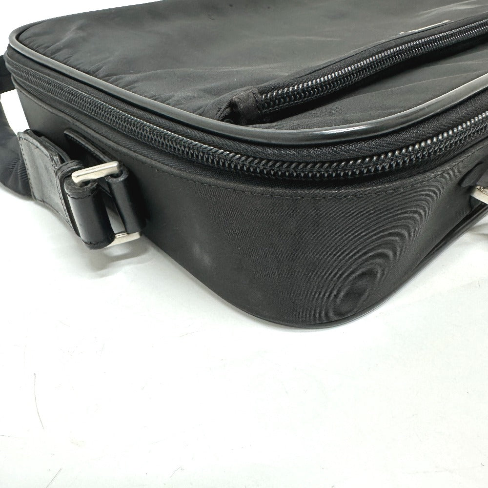 PRADA V147S Triangle Plate 2-Way Shoulder Bag/Briefcase/Business Bag in Nylon, Unisex, Black