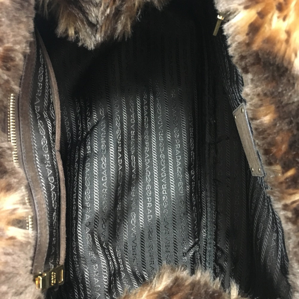 PRADA BN2182 fur-trimmed bag, Canapa, handbag, tote bag, denim, women's, blue