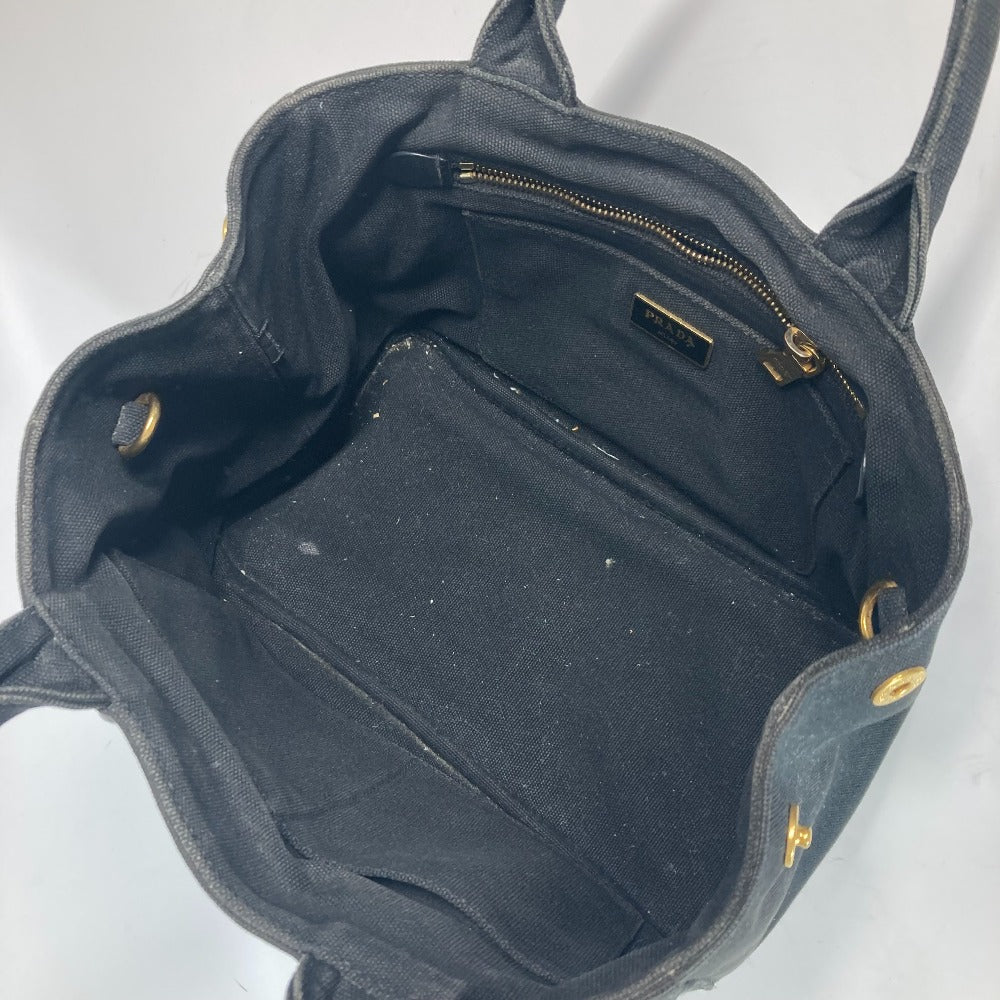 PRADA 1BG439 斜め掛け ストーン付き カナパS 2WAYバッグ ショルダーバッグ カバン ハンドバッグ トートバッグ キャンバス レディース ブラック - brandshop-reference