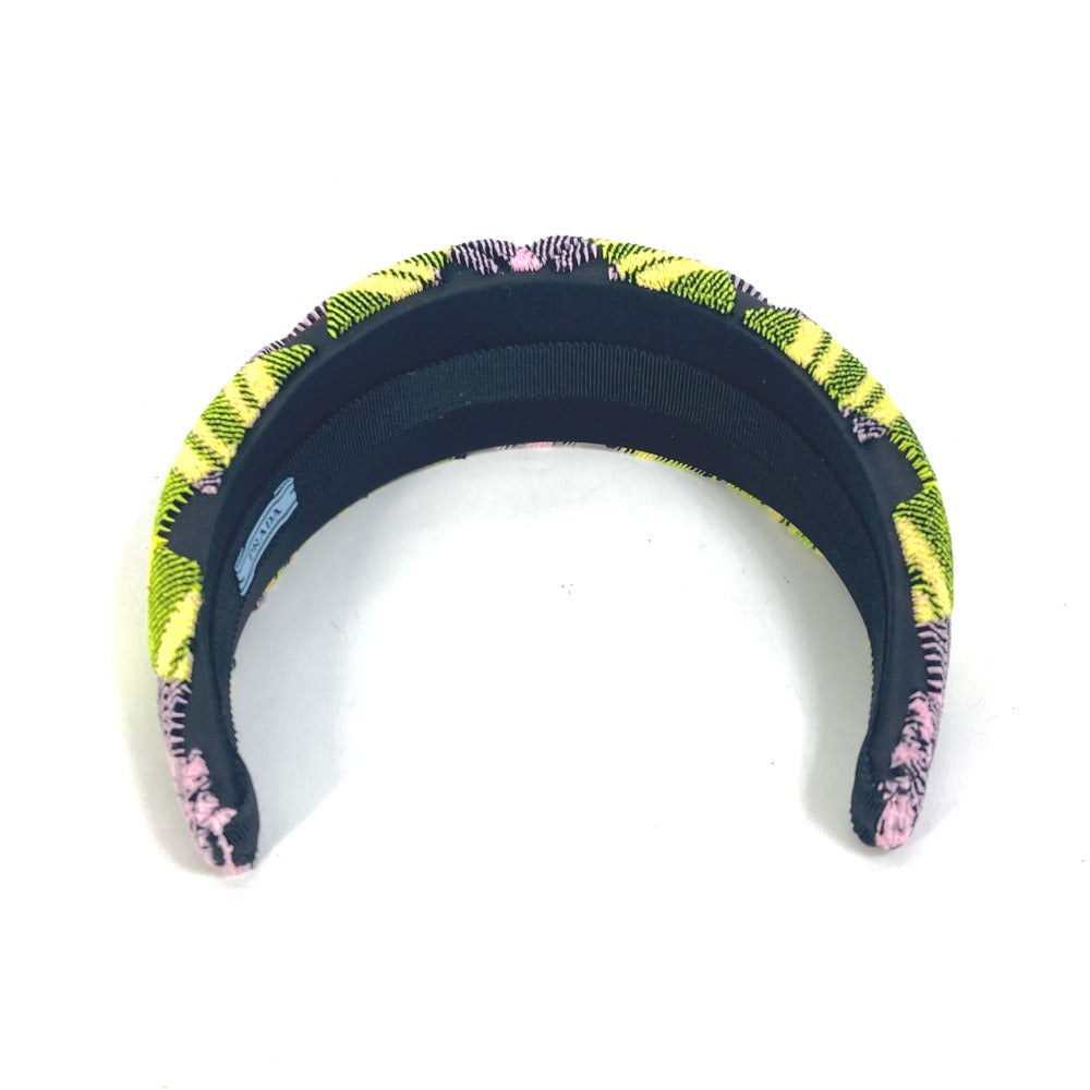 PRADA Pile Triangle Logo Plate Hair Accessory Hairband Headband Nylon Women's Yellow