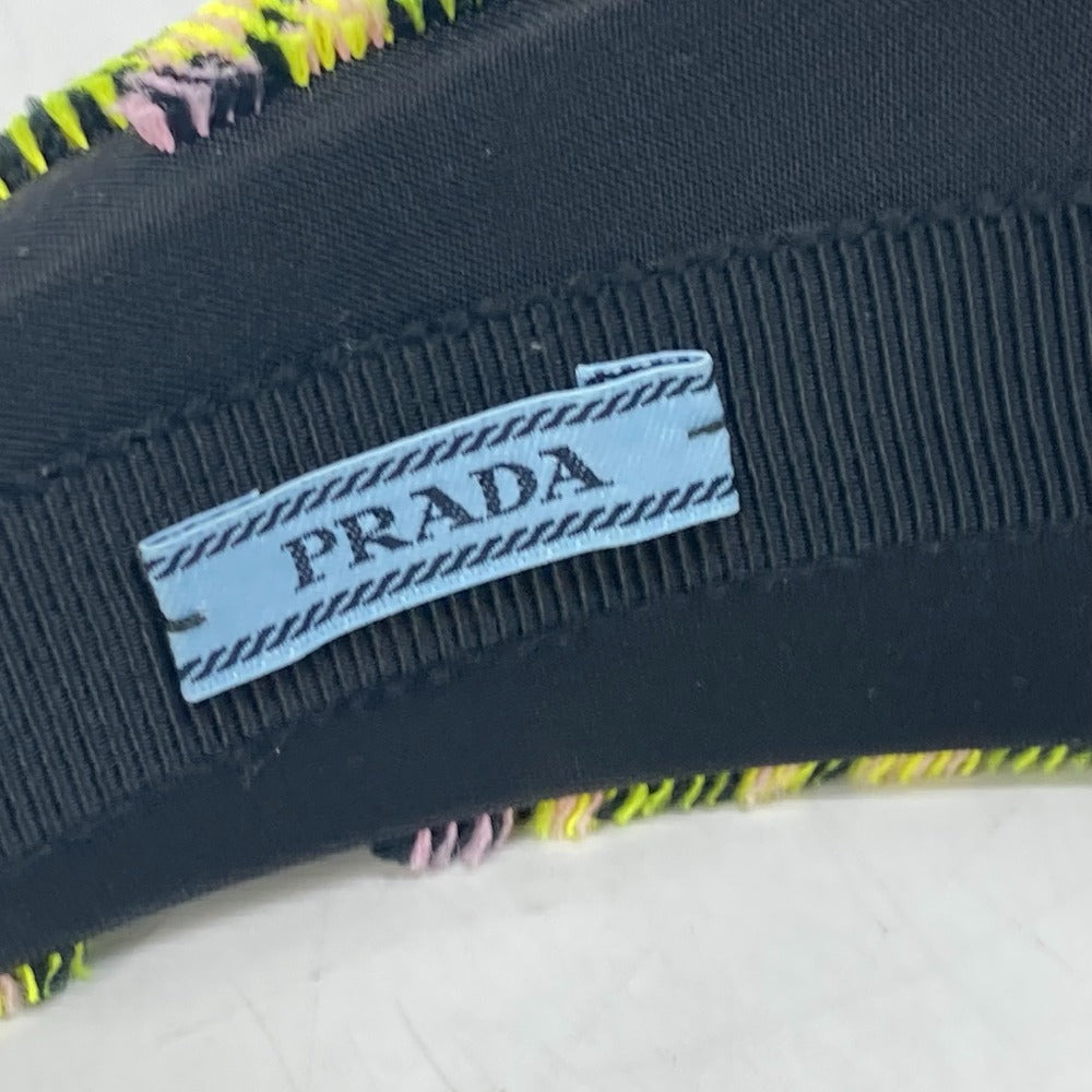 PRADA Pile Triangle Logo Plate Hair Accessory Hairband Headband Nylon Women's Yellow
