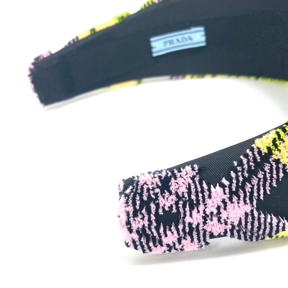 PRADA Pile Triangle Logo Plate Hair Accessory Hairband Headband Nylon Women's Yellow