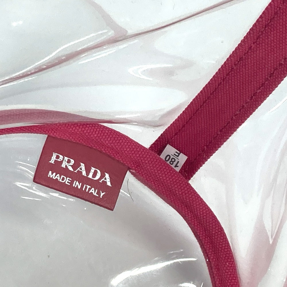 PRADA ビーチバッグ ポーチ付き ロゴ カナパ 2WAYバッグ ショルダーバッグ ハンドバッグ トートバッグ ビニール レディース ピンク
