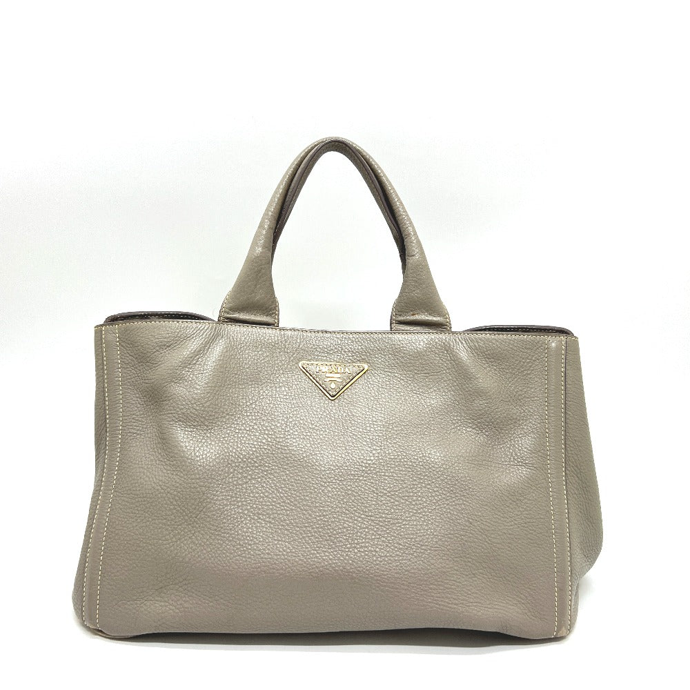 PRADA BN1872 ロゴ カナパ カバン バッグ ハンドバッグ 大容量 トートバッグ レザー レディース グレー