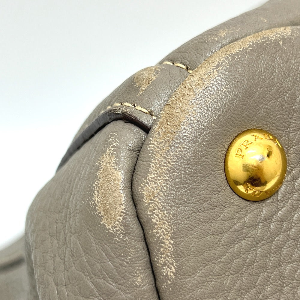 PRADA BN1872 ロゴ カナパ カバン バッグ ハンドバッグ 大容量 トートバッグ レザー レディース グレー