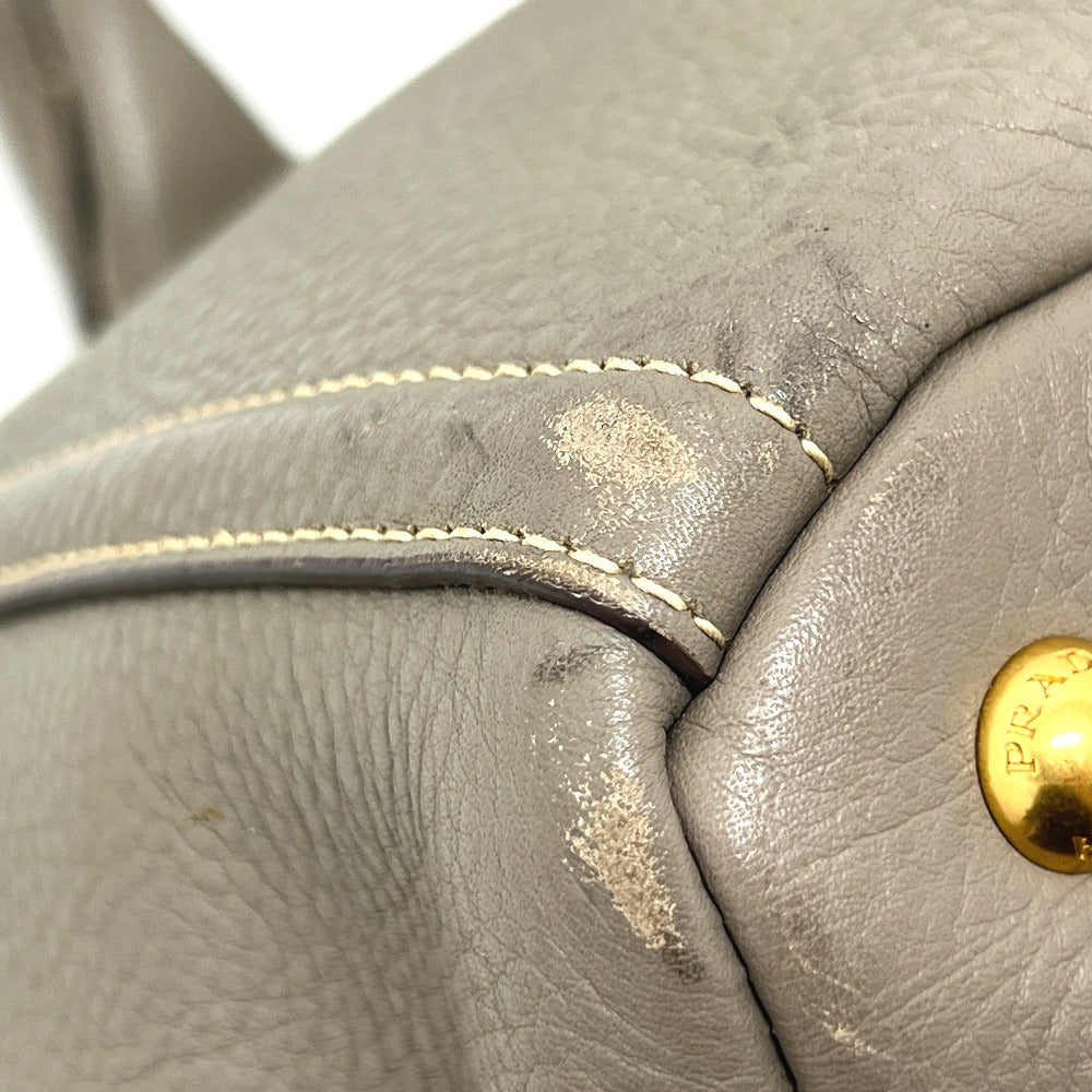 PRADA BN1872 ロゴ カナパ カバン バッグ ハンドバッグ 大容量 トートバッグ レザー レディース グレー