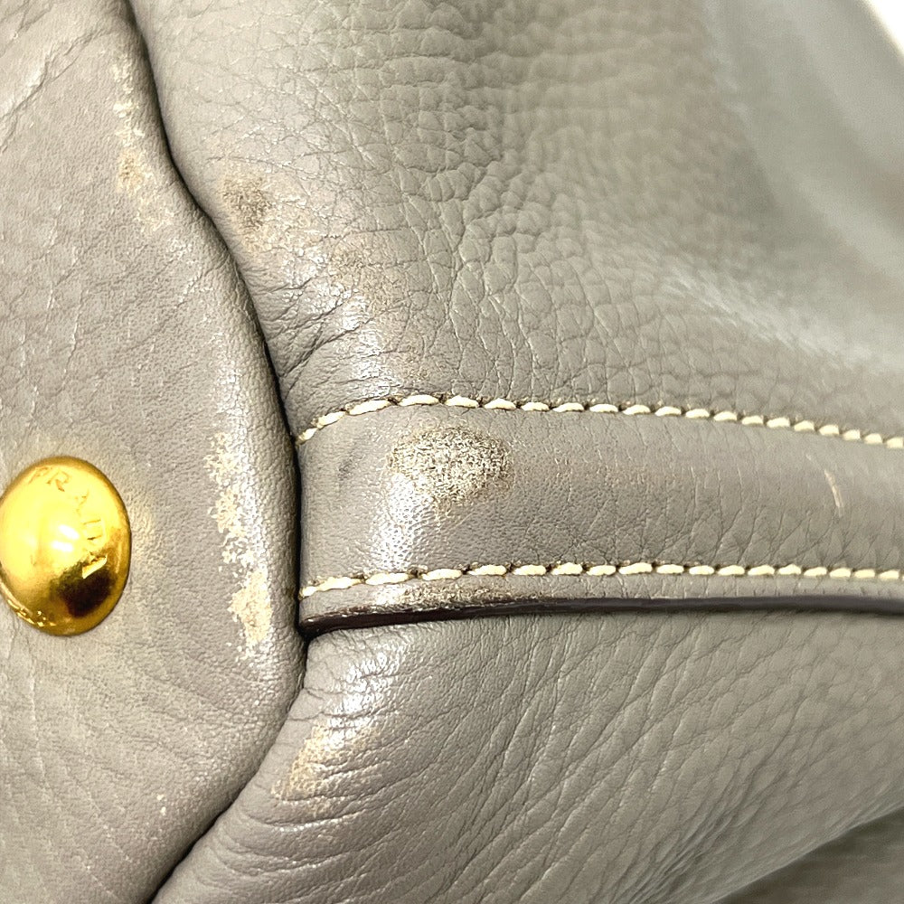 PRADA BN1872 ロゴ カナパ カバン バッグ ハンドバッグ 大容量 トートバッグ レザー レディース グレー