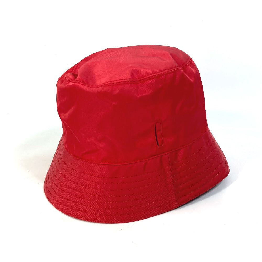 PRADA 2HC280 Drawstring Triangle Logo Fisherman Hat, Bucket Hat, Bob Hat, Nylon, Women's, Red