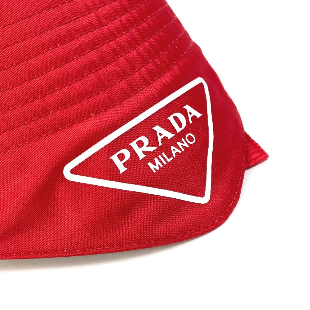 PRADA 2HC280 Drawstring Triangle Logo Fisherman Hat, Bucket Hat, Bob Hat, Nylon, Women's, Red