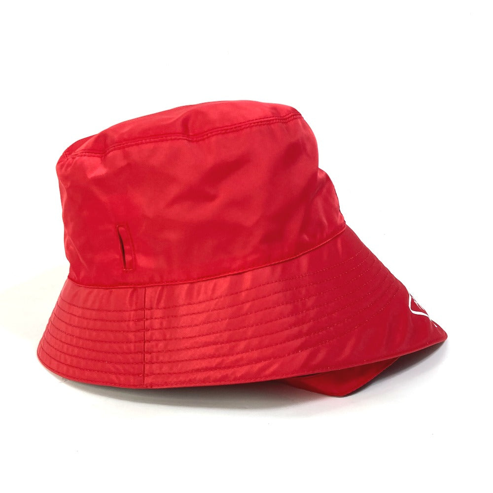 PRADA 2HC280 Drawstring Triangle Logo Fisherman Hat, Bucket Hat, Bob Hat, Nylon, Women's, Red