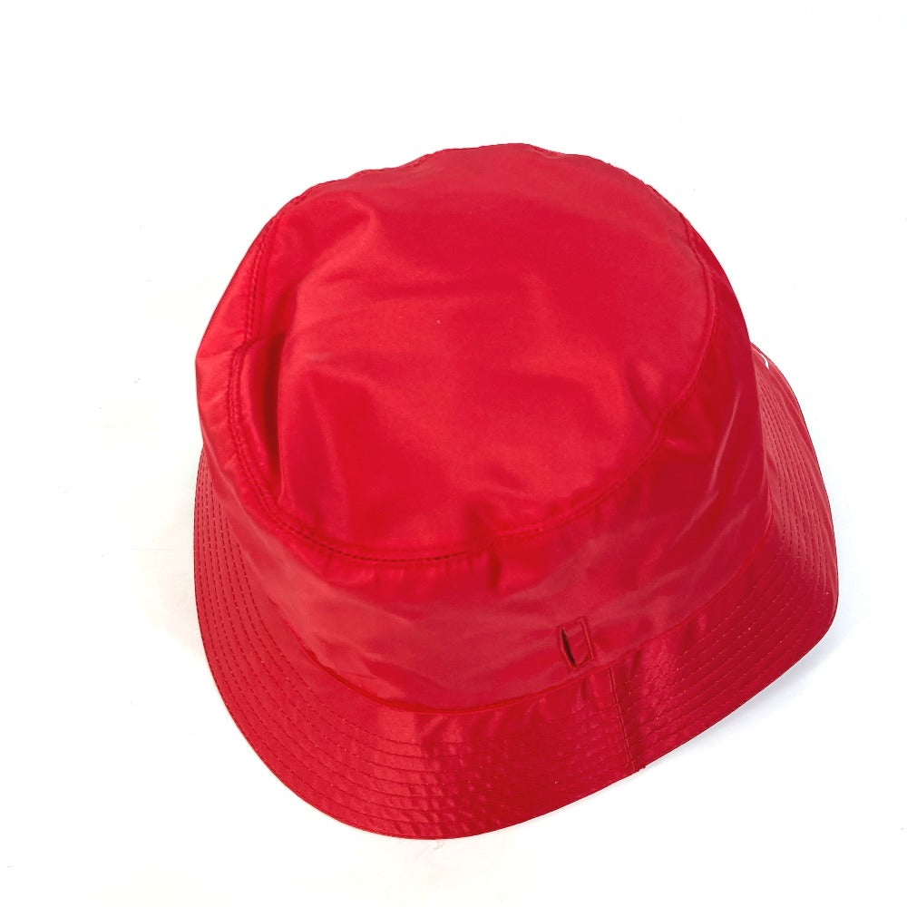 PRADA 2HC280 Drawstring Triangle Logo Fisherman Hat, Bucket Hat, Bob Hat, Nylon, Women's, Red