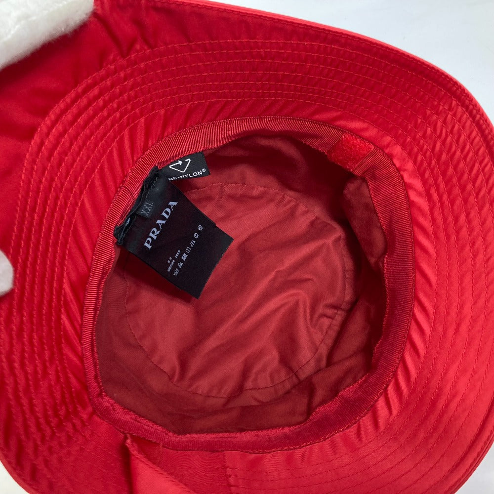 PRADA 2HC280 Drawstring Triangle Logo Fisherman Hat, Bucket Hat, Bob Hat, Nylon, Women's, Red