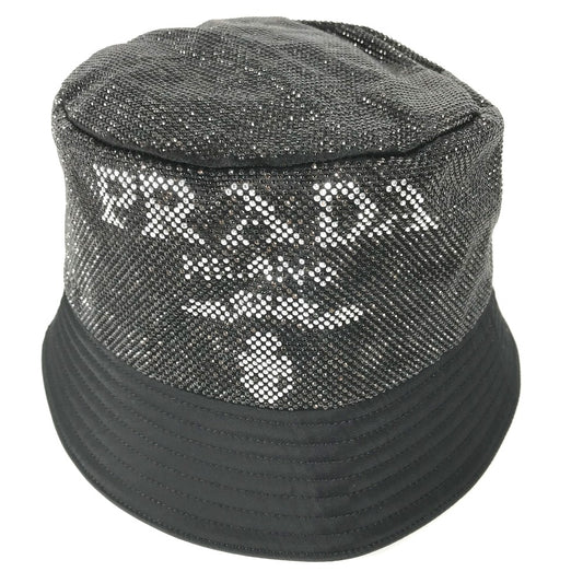 PRADA 1HC137 ロゴ スタッズ ハット帽 帽子 バケットハット ボブハット ハット ナイロン メンズ ブラック
