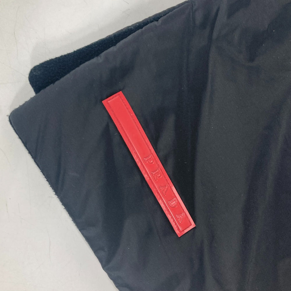 PRADA スポーツ ロゴ バイカラー ポケット付き マフラー ナイロン ユニセックス ブラック - brandshop-reference