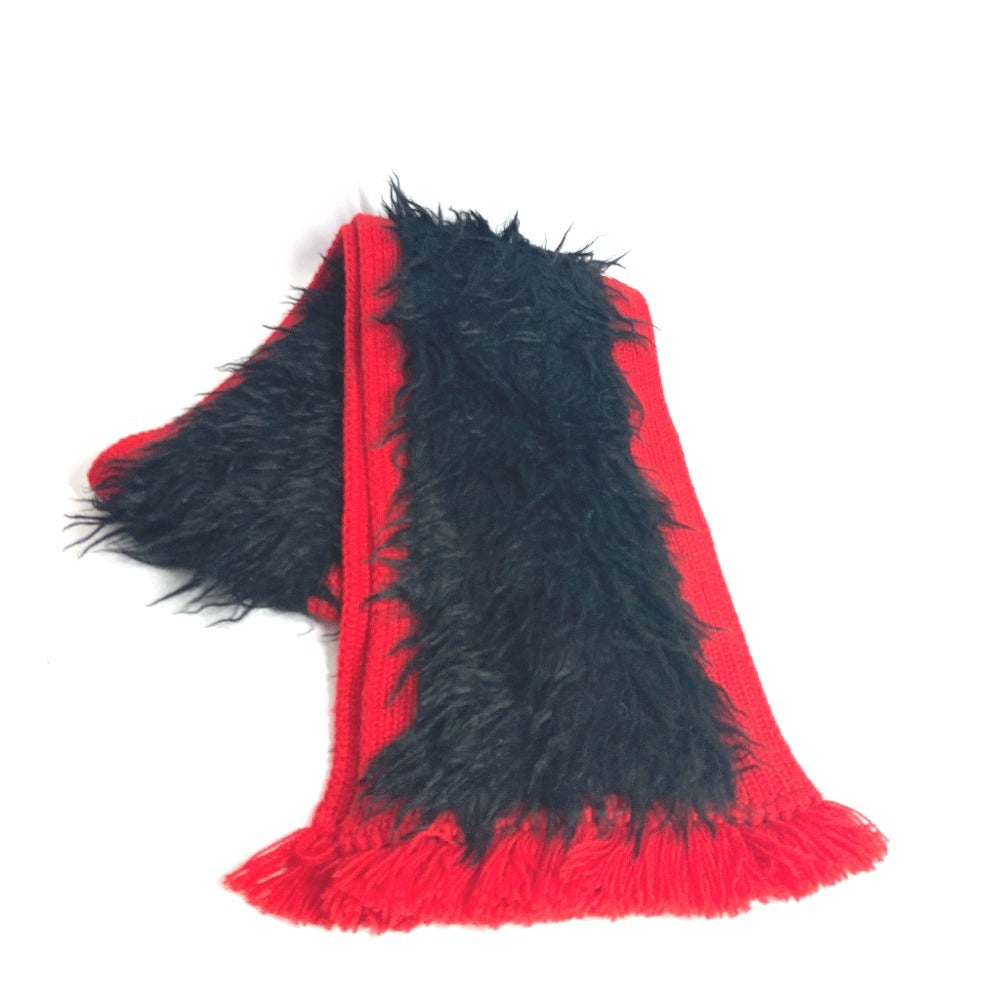 Prada Two-Tone Fur Scarf in Wool and Black