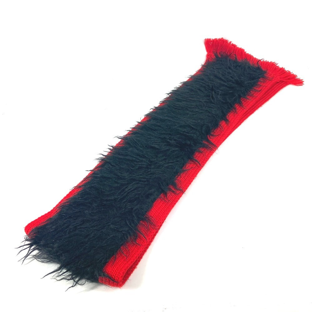 Prada Two-Tone Fur Scarf in Wool and Black