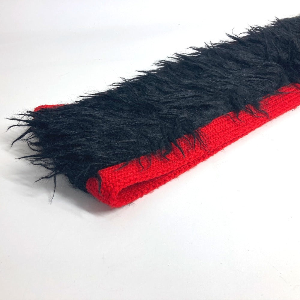 Prada Two-Tone Fur Scarf in Wool and Black