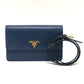 PRADA 1BP016 Bag Logo Wallet Mini Bag Party Bag Pochette Wallet Shoulder Bag Leather Women's Blue