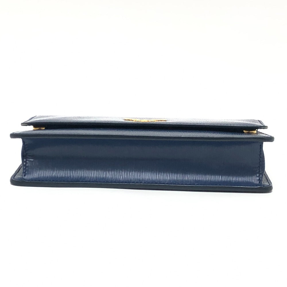 PRADA 1BP016 Bag Logo Wallet Mini Bag Party Bag Pochette Wallet Shoulder Bag Leather Women's Blue