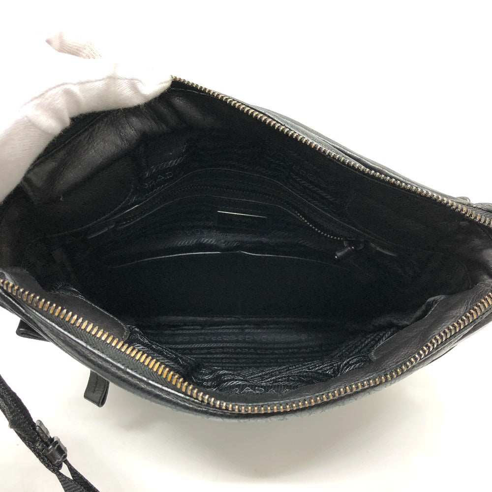 PRADA 2VH022 Messenger Bag, Shoulder Bag, Leather, Men's, Black