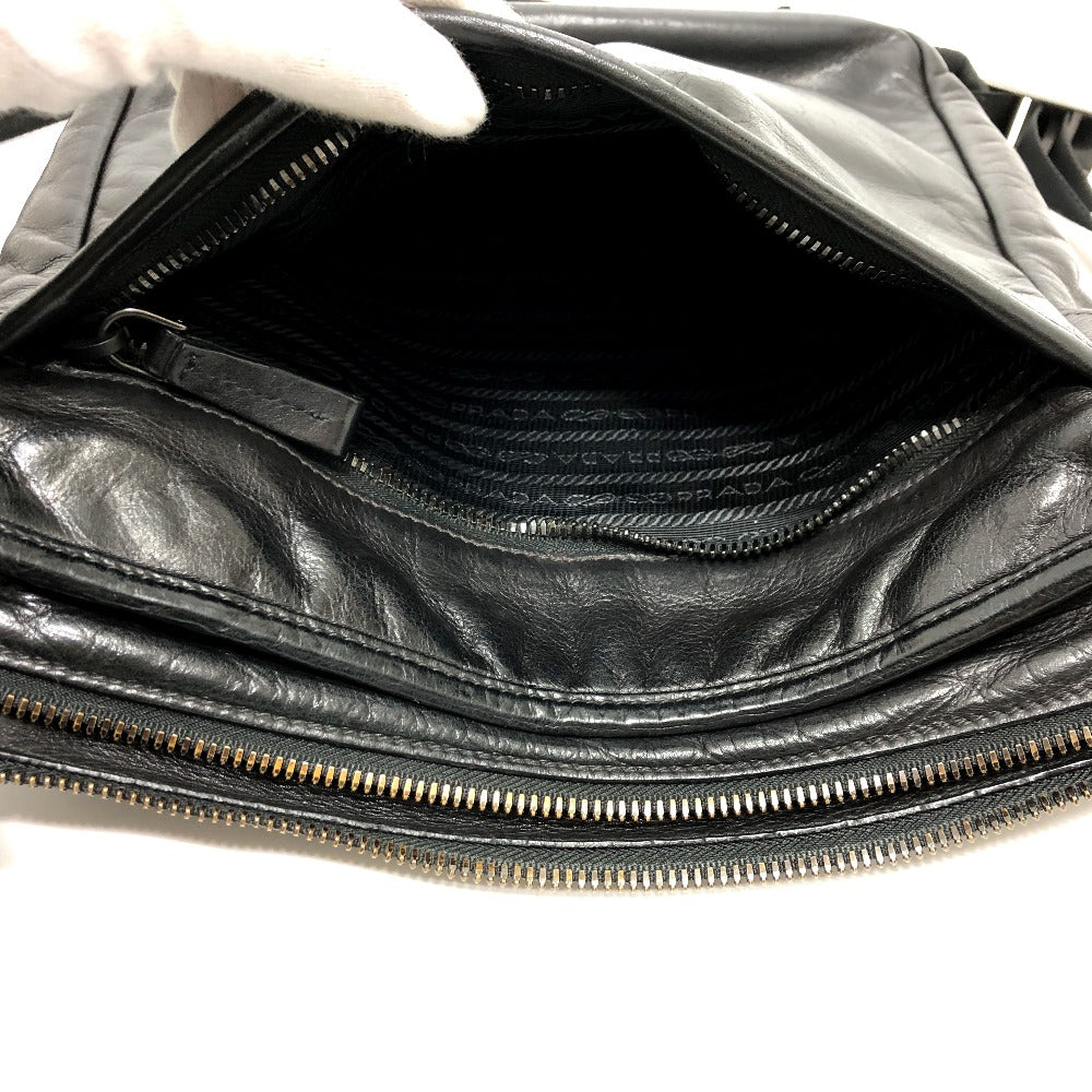 PRADA 2VH022 Messenger Bag, Shoulder Bag, Leather, Men's, Black