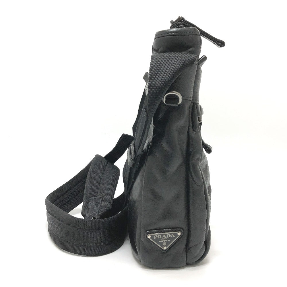 PRADA 2VH022 Messenger Bag, Shoulder Bag, Leather, Men's, Black