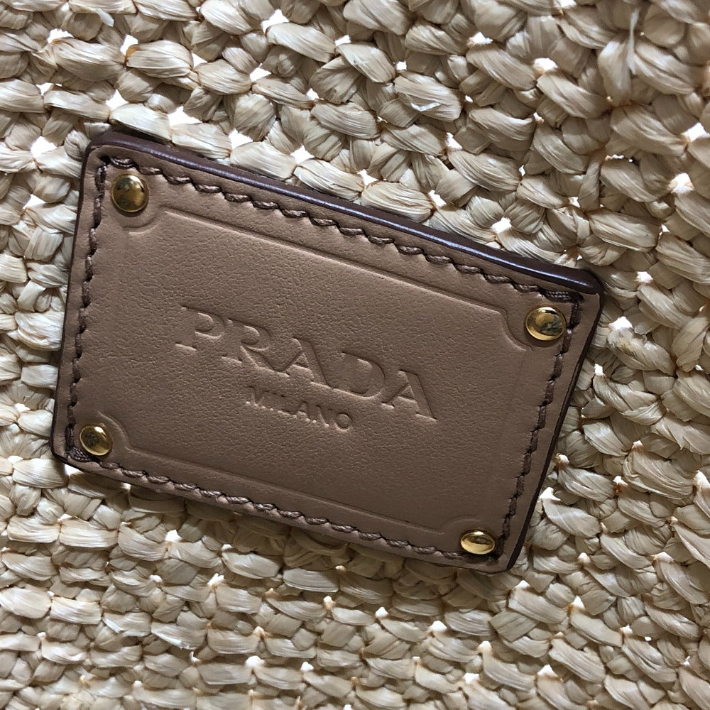 PRADA 1BG454 Logo St. Barths Limited Edition Small Handbag, Raffia, Women's, Beige
