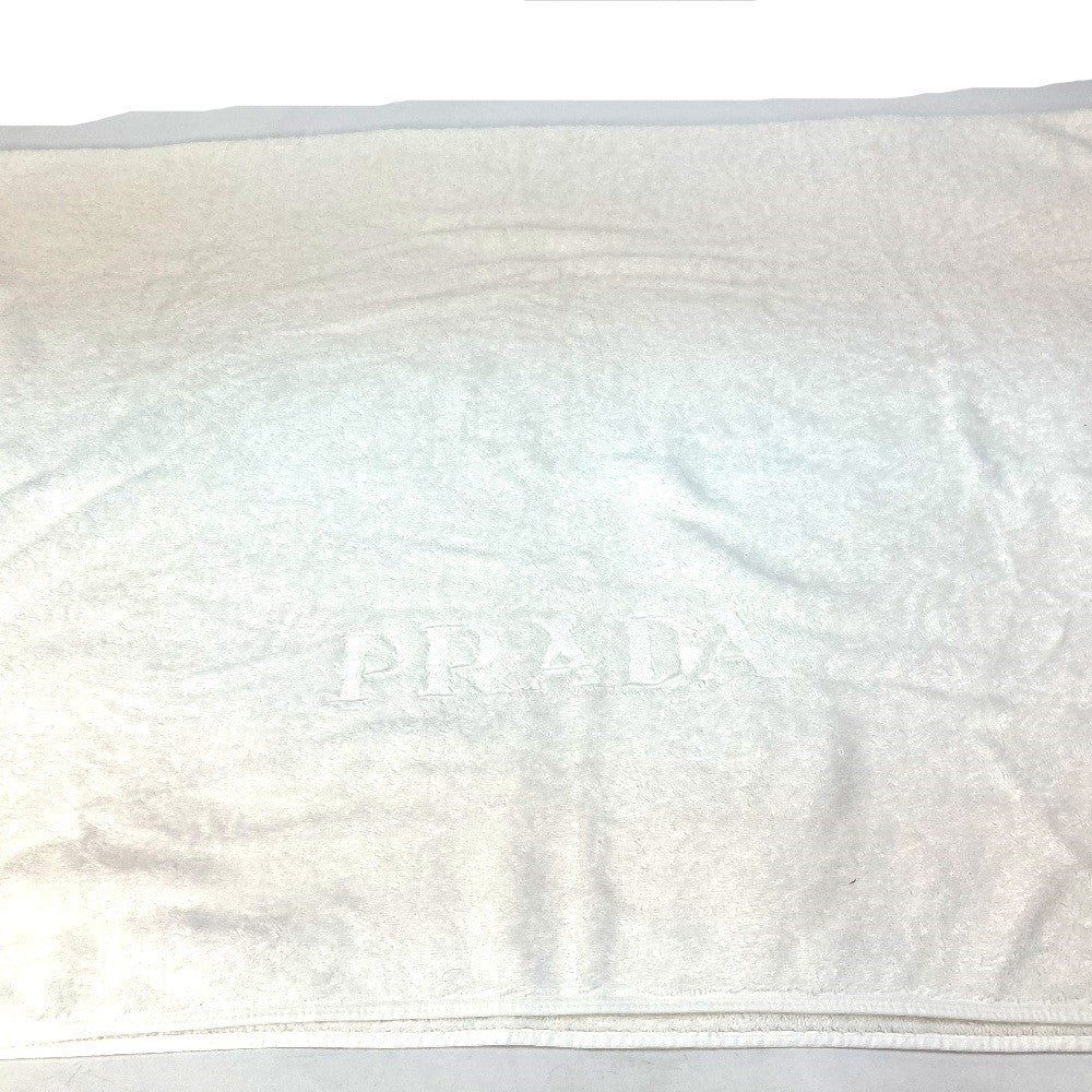 PRADA Bath Towel, Interior Throw, Blanket, Logo, Beach Towel, Cotton, Women's, White