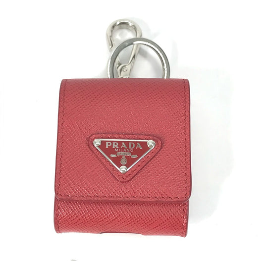 PRADA 2TT106 トライアングルロゴ 三角ロゴ プレート airpods イヤホン エアポッズ アップル イヤフォンケース サフィアーノレザー レディース レッド